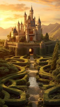 an image of a castle that looks like it is in the middle of a maze