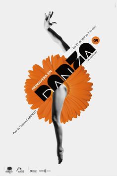 an orange flower is in front of a dancer's body and the words dance on it