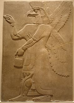 an egyptian relief depicting a man with a bird in his hand