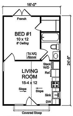 the floor plan for a small house with two bedroom and living room, as well as a