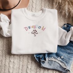 Purple Hoodies, Disneyland Sweatshirt, Disney Bachelorette, Disney Sweatshirt, Disney Embroidery, Sweatshirt Trendy, Disney Sweatshirts, Embroidery Sweatshirt, Embroidered Crewneck