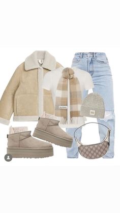 Beige Uggs Outfit, Venezia Outfit, Look Legging, Stile Hijab, Best Winter Outfits, Ugg Mini, Winter Fashion Outfits Casual, Beige Outfit, Cold Outfits