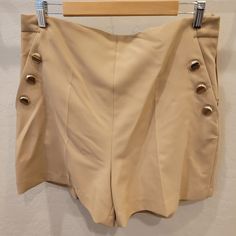 Zara Shorts Brand New With Tags. Camel With Gold Buttons. Waist 17in. Inseam 4in. Waist To Hem 17in. Chic High-waisted Khaki Shorts, High-waisted Beige Shorts For Day Out, Beige Summer Shorts For Work, Beige High Waist Shorts For Day Out, High Waist Beige Shorts For Day Out, Chic Khaki Shorts, Zara Beige Bottoms For Day Out, Beige Zara Bottoms For Day Out, Zara Casual Beige Shorts