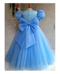 Get 10% off now! Buy blue flowy long tulle children formal dress with bubble sleeves at cheap price online. Free stable shipping and pro custom service since 2009. Blue Princess Dress For Pageant Holiday, Light Blue Tulle Ball Gown For Dress-up, Fitted Light Blue Gown For Dress-up, Light Blue Fitted Princess Dress For Baptism, Formal Fitted Tulle Tutu Dress, Light Blue Tulle Gown For Dress-up, Fitted Light Blue Tulle Princess Dress, Formal Princess Style Fitted Tutu Dress, Blue Tutu Dress For Holiday Parties