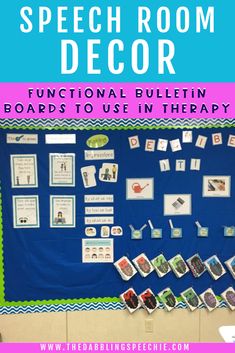 a bulletin board with the words speech room decor functional bulletin boards to use in therapy