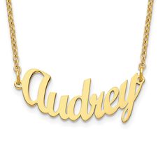 Personalized Polished Small Curved Name Necklace Bow Jewelry, Gold Polish, Jewelry Companies, Black Bow, Gold Plated Silver, Name Plate, Gold Plated Sterling Silver, Name Necklace, Your Name