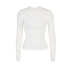 Skims Cotton Jersey Long Sleeve Shirt In Marble, Size Small Available. Brand New With Tags Sleek White Fitted Top, Sleek White Top For Spring, Sleek White Stretch Top, Jersey Long Sleeve, Basic Shirts, Basic Outfits, White Top, White Long Sleeve, Sleeve Cotton