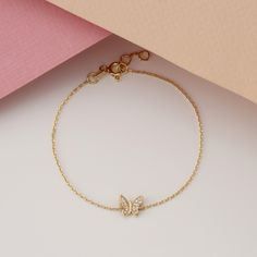 14k Gold Diamond Butterfly Bracelet / Solid Gold Butterfly Bracelet / Diamond Butterfly Bracelet / Dainty Butterfly Bracelet / Super Cute! ✔ Handmade ✔ Solid Gold ✔ Diamond Ct weight: 0.05 ✔ The dimension of Butterfly: 7.5x6.5mm Worldwide DHL shipping now available 1-3 business days NOW USING ITALIAN TRIGGER LOBSTER CLASPS Available 14K Solid White, Solid Yellow, Solid Rose Gold 🛠 All Sarah Elise pieces are handcrafted to order, please allow 4 - 10 business days for shipping out. Need it sooner Elegant Yellow Gold Bracelet With Butterfly Charm, Elegant Adjustable Bracelets With Butterfly Charm, Dainty Butterfly, Butterfly Charm Bracelet, Gold Diamond Bracelet, Diamond Butterfly, Bracelet Diamond, Bracelet Dainty, Dainty Bracelet