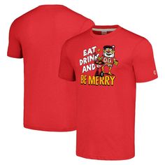 Celebrate your unwavering Kansas City Chiefs fandom with the Unisex Homage Red Kansas City Chiefs Holiday Tri-Blend T-Shirt. This festive tee features screen-print graphics that proudly display your allegiance to the Chiefs. Made from a comfortable blend of polyester, cotton, and rayon, it's perfect for game days or any day you want to show your support for the Kansas City Chiefs. Red Graphic Print T-shirt For Fan Conventions, Fan Apparel T-shirt With Front Print, Red Short Sleeve Fan Gear T-shirt, Red Short Sleeve T-shirt For Fan Gear, Red Fan Gear T-shirt Short Sleeve, Casual Red Top For Fan Conventions, Red Fan Apparel T-shirt With Graphic Print, Red Graphic T-shirt For Fans, Red Graphic Print Fan Apparel T-shirt