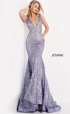 Jovani-59762-PURPLE-PROM-DRESS-SIDE-VIEW-PLUNGING-NECKLINE-MERMAID-LONG-TRAIN Real Outfits, Fitted Prom Dresses, Pageant Gown, Jovani Prom, Prom Dresses Long Mermaid, Mermaid Prom Dress, V Neck Prom Dresses, Sequin Prom Dress, Unique Prom Dresses