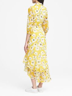 Floral Tiered Maxi Shirt Dress | Banana Republic Flounced Skirt, Flounce Skirt, Maxi Shirt Dress, Shirt Dress Style, Shirtdress, Three Quarter, Dresses For Sale, Banana Republic, Bodice