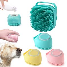 dog grooming supplies including brush and comb