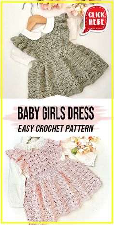 crochet Baby Girls Dress easy pattern  - Easy Crochet Baby Girls Dress Pattern for Beginners. Click to Get the Pattern #Dress #crochet #crochetpattern
 via @shareapattern.com Crochet Girl Dresses, Baby Dress Crochet Patterns Free, Crochet Baby Girl Dress Free Pattern, Baby Girl Crochet Dress Free Pattern, Toddler Girl Crochet Patterns, Baby Girl Crochet Patterns Free, Crochet Toddler Dress Free Pattern, Crochet Infant Dress Free Pattern, Free Crochet Dress Patterns For Toddlers