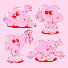 an image of pink heart characters set