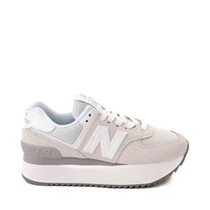 Womens New Balance 574+ Athletic Shoe - Reflection / Raincloud | Journeys New Balance Shoes Platform, New Balance 574 Platform Outfit, New Balance 574 Platform, New Balance Black Sneakers, Light Grey Leggings, New Balance 515, Womens New Balance, New Balance White, New Balance Black