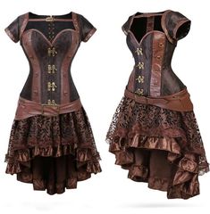 The Vintage Steampunk Gothic Corset Dress is very cool pirate wear for women. This Cool Pirate Costume For Women comes with a creased lace on the bottom part and sheer chiffon fabric on the top part, which gives you a delicate feel. You will feel like you are straight out of a classic gothic novel! Wear this dress with boots or heels and make sure you complete your look with a hat, shades, and a parasol. Please check out our size chart carefully Estimated Time of Delivery: 2-3 weeks Material: Po Steampunk Pirate Costume Women, Pirate Costume For Women, Steampunk Diy Costume, Gothic Corset Dress, Steampunk Womens Fashion, Steampunk Womens Costume, Gothic Corset Dresses, Female Pirate Costume, Steampunk Couture