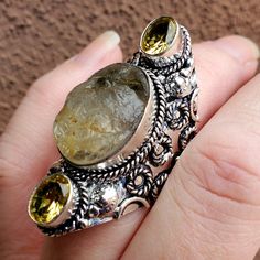 Brand New Handmade Oversized Antique Design Rough Golden Rutile And Citrine Silver Statement Ring. Size 7 925 Stamped New To Poshmark? Use Referral Code Kimberlyn222 To Receive $10. Bohemian Yellow Round Rings, Bohemian Yellow Gemstone Jewelry, Silver Bohemian Citrine Rings, Yellow Bohemian Sterling Silver Jewelry, Bohemian Yellow Sterling Silver Jewelry, Bohemian Citrine Ring Jewelry, Unique Handmade Yellow Rings, Bohemian Citrine Ring, Handmade Yellow Citrine Rings