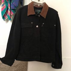 Super Cool Vintage Black Jean Jacket. The Jean Material Is Soft And The Jacket Looks Brand New Except For A Small Tear On The Tag! (That’s Inside The Jacket) It’s Got A Sweet Leather Collar! Size Small! Make An Offer :) Ralph Lauren Casual Fall Outerwear, Casual Ralph Lauren Fall Outerwear, Ralph Lauren Fall Outerwear, Black Ralph Lauren Outerwear For Work, Ralph Lauren Black Outerwear For Work, Ralph Lauren Long Sleeve Fall Outerwear, Ralph Lauren Black Outerwear For Winter, Casual Brown Ralph Lauren Outerwear, Casual Ralph Lauren Brown Outerwear