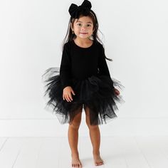 Black Ribbed Tulle Tutu Dress - Long Sleeves - Image 1 - Bums & Roses Party Dress With Voluminous Skirt For Fall, Fitted Tutu Dress With Ruffles For Costume Party, Long Sleeve Tulle Tutu Dress With Ruffles, Black Tulle Dress With Voluminous Skirt, Spring Costume Party Tutu Dress With Tulle Skirt, Long Sleeve Tulle Tutu Dress For Party, Spring Long Sleeve Tutu Dress With Tulle Skirt, Black Ruffled Tulle Petticoat, Spring Tutu Dress With Ruffles For Costume Party