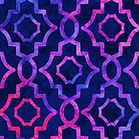 a blue and purple background with an intricate design in the shape of circles on it