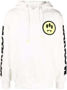 White cotton logo-print drawstring hoodie from BARROW featuring logo patch at the chest, logo print at the sleeve, drawstring hood, logo print at the hood, long sleeves and straight hem. | BARROW Logo-Print Drawstring Hoodie Trench Dress, Sweater Brands, Printed Drawstring, Cotton Logo, Drawstring Hoodie, Cotton Hoodie, Pant Shirt, White Hoodie, White Sweaters