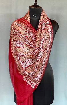 Embroidery Scarf, Kashmiri Shawls, Aari Embroidery, Wedding Shawl, Cashmere Scarf, Scarfs, Shawls And Wraps, Shawl, Cashmere