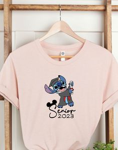 Grad Shirts, Senior 2023, Senior Shirts, Class Of 2023, Graduation Shirts, Disney Stitch, Stitch Disney, Tshirt Designs, Disney