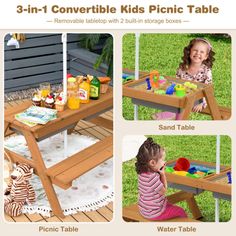 three - in - 1 convertible kids picnic table