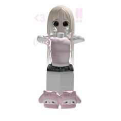 a small doll is standing with her hands behind her head and wearing pink shoes on the bottom