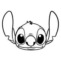 the face of a cartoon character with big eyes and ears, drawn in black ink