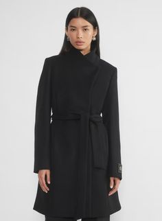 THE CONNOR COAT | Aritzia Stedman Coat Outfit, Black Belted Wool Coat, Stedman Coat, Aritzia Coat, Belted Wool Coat, Wool Wrap Coat, Wind Protection, Wool Wrap, Wrap Coat