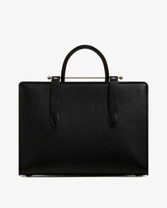 The Strathberry Tote - Black Work Handbag, Black Leather Tote Bag, Everyday Chic, Black Leather Handbags, Leather Tote Bag, Timeless Style, Leather Tote, Gold Hardware, Top Handle