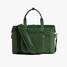 Juniper Green | Back view of Metro Duffel in Juniper Green Monos Metro Duffel, Weekender Bags, Suitcase Handle, Compact Umbrella, Baggage Claim, Soft Design, Book Bags, Easy Packing, Heavy Bags