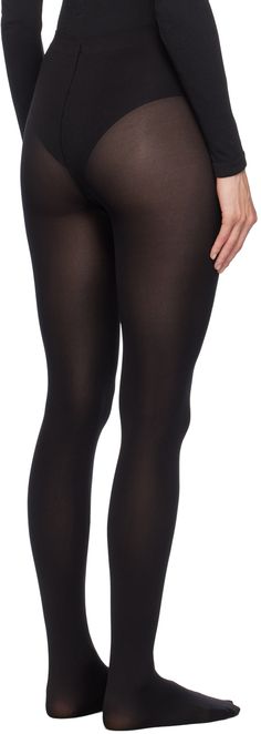 Stretch nylon jersey tights in black. · 80 denier · Rib knit elasticized waistband · Partial cotton jersey lining Supplier color: Black Rib Knit, Tights, Knitting, Free Shipping, Black, Color