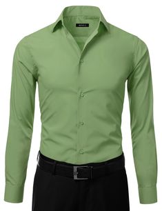 Mens Slim Fit Dress Shirt Lime Green Button Down Ellissa DS3003 Fitted Green Dress Shirt For Semi-formal Occasions, Light Green Dress Shirt Men Outfits, Classic Green Formal Dress Shirt, Semi-formal Green Button-up Shirt, Fitted Green Button-up Dress Shirt, Neon Prom Dresses, Lime Green Dress, Green Shirt Dress, Casual Attire For Women