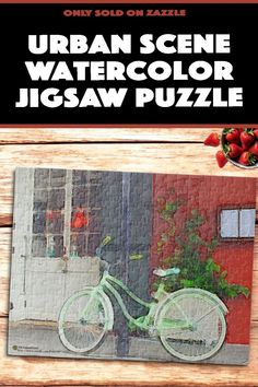 an image of a jigsaw puzzle with the words urban scene watercolor jigsaw puzzle