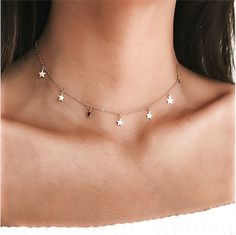 قلادات متدلية, Star Choker, Diamond Initial Necklace, Choker Chain, Pearl Jewelry Necklace, Fancy Jewellery, Monogram Necklace, Chain Choker Necklace, Girly Jewelry