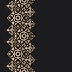 a black and gold wallpaper with an intricate design on the bottom right hand corner