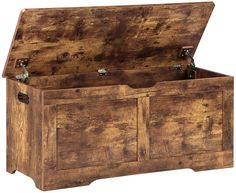 an old wooden chest with two open doors