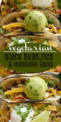 vegetarian black bean, rice and vegetable tacos