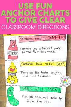 an anchor chart for classroom directions with the text use fun anchor chart to give clear instructions