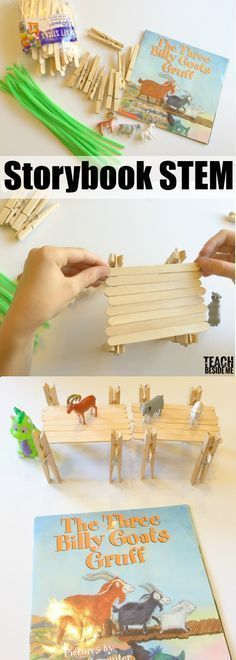 Three Billy Goats Gruff Storybook STEM- bridge building activity via @karyntripp Stem Bridges, Storybook Stem, Fairy Tale Stem, Stephen Carpenter, Kindergarten Architecture, Kindergarten Stem