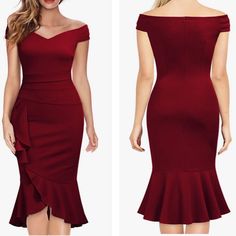 Off-Shoulder Ruffle Cocktail Semi-Formal Evening Dress Fits Curvy, Has Some Stretch S=4-6, M=8-10, L=12-14, Xl=16 Ships 3-7 Days New To Poshmark? Sign Up With Code Styleyourself To Get $10 Off Your First Purchase. Shop My Closet For: Bohemian, Boho, Spring, Summer, Fall, Winter, Vacation, Cruise, Holiday, Photo-Shoot, Birthday, Occasion, Wedding, Fun, Casual, Party, Gift, Shopping, Girly, Trendy, Modest, Date Night, Chic, Classy, Classic, Elegant, Statement, Dressy, Fancy, Preppy, Feminine, Soft Red Sleeveless Off Shoulder Dress, Red Sleeveless Off-shoulder Dress, Knee-length Ruffled Off-shoulder Dress For Evening, Elegant Red Off Shoulder Dress For Summer, Elegant Red Off Shoulder Dress For Spring, Formal Off Shoulder Midi Dress With Ruffles, Elegant Red Off-shoulder Dress For Spring, Red Off Shoulder Dress For Summer Formal, Burgundy Ruffled Dress For Night Out