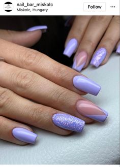 Ongles Gel Violet, Pink Tip Nails, Hoco Nails, April Nails, Purple Acrylic Nails, Lavender Nails, Work Nails, Nails Colors, Short Acrylic Nails Designs