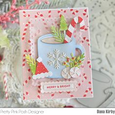 a handmade christmas card with a cup of coffee