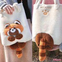 Qteee - Adorable Red Panda Plush Tote Bag Cute Large Capacity Red Bag, Cute Red Satchel Bag, Cute Red Shoulder Bag, Cute Red Shoulder Bag For Everyday Use, Cute Red Bags With Large Capacity, Playful Red Shoulder Bag For Daily Use, Cute Red Bags For Gifts, Cute Red Bag With Large Capacity, Cute Red Bag For Gift