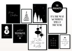 black and white christmas decor White Christmas Art, Christmas Gallery Wall, Black And White Christmas, Black White Christmas, Orange Wall Art, Wall Art Black And White, White Christmas Decor, Grateful Thankful Blessed, Christmas Poster