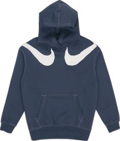 (WMNS) Nike As W Nsw Swsh Flc Gx Hoodie Casual Sports Knit Pullover Hoodie Navy Blue DD5581-437 (Women's) Navy Hoodie For Winter Streetwear, Navy Sports Hoodie For Winter, Navy Sportswear Hoodie, Navy Hooded Sportswear Hoodie, Nike Navy Sporty Sweatshirt, Blue Athleisure Hoodie For Sports, Blue Athleisure Hoodie For Sports Season, Navy Sportswear Hoodie For Winter, Sporty Navy Hoodie With Adjustable Hood