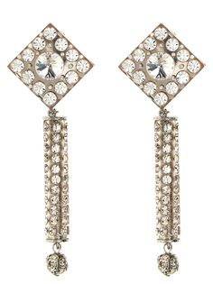 Hard plastic earrings embellished with rhinestones and clip closure. Composition: 100% plastic | Alessandra Rich Women's Crystal Earrings in Silver | SS24 Luxury Statement Clip-on Earrings For Party, Luxury Designer Clip-on Earrings For Party, Luxury Tarnish Resistant Earrings For Party, Luxury Elegant Clip-on Earrings With Rhinestones, Luxury Crystal Embellished Earrings For Gifts, Luxury Glamorous Clip-on Earrings, Cheap Glamorous Crystal Earrings With Diamante, Cheap Glamorous Jeweled Crystal Earrings, Cheap Statement Crystal Earrings For Formal Occasions