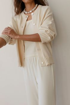 The Cotton Knit Cardigan is crafted with 100% Organic Cotton, featuring a slightly oversized fit, mother of pearl buttons and ribbed edges. Set it up with — The Pop Pant Made in LA Scallop Pants, Fit Mother, Set It Up, Los Angeles Shopping, Kick Flares, Summer Set, Eco Friendly Fabric, Mother Of Pearl Buttons, Pearl Buttons